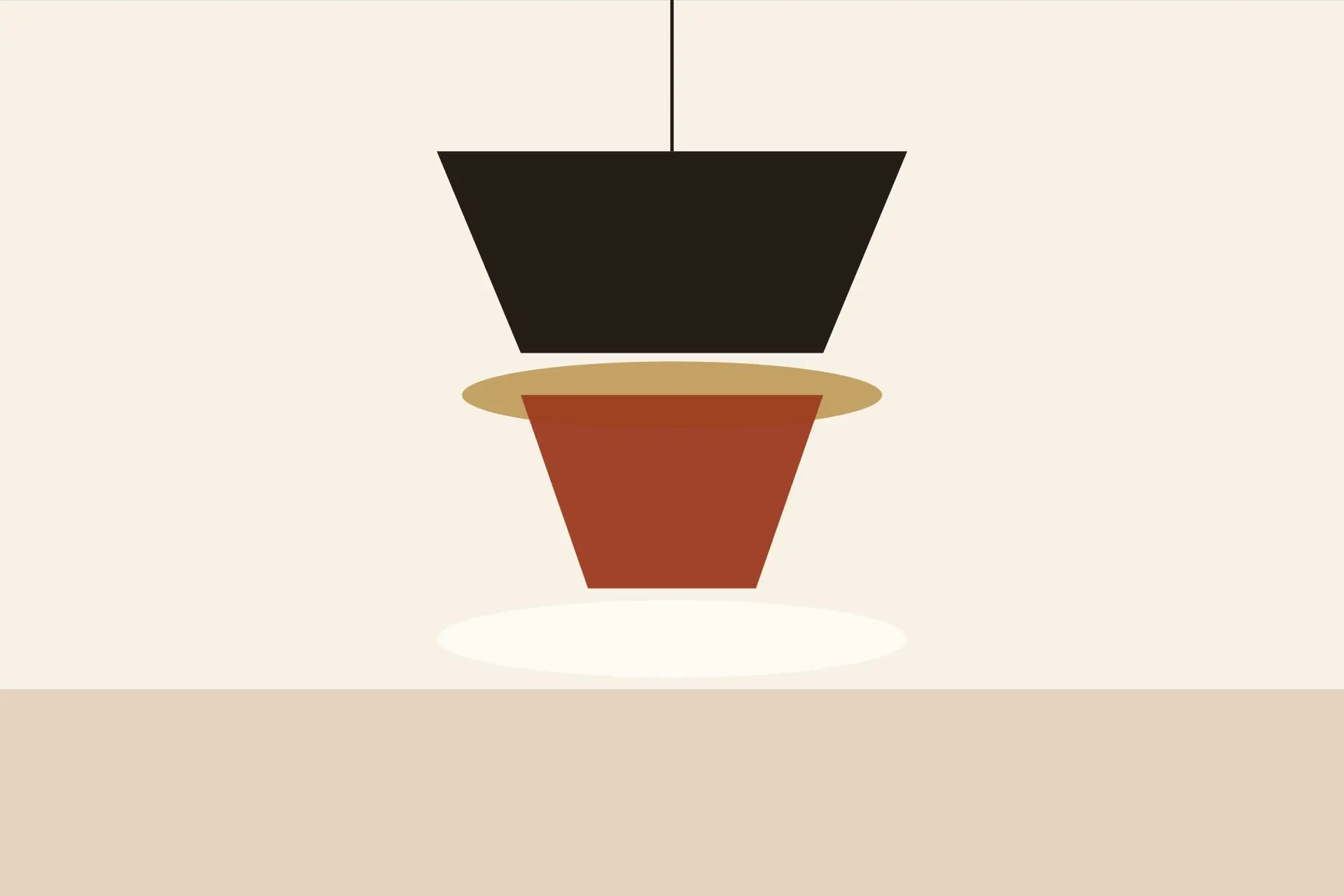 Suspension en verre soufflé au-dessus d'une table